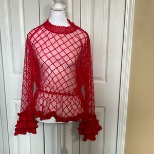 Red mesh top